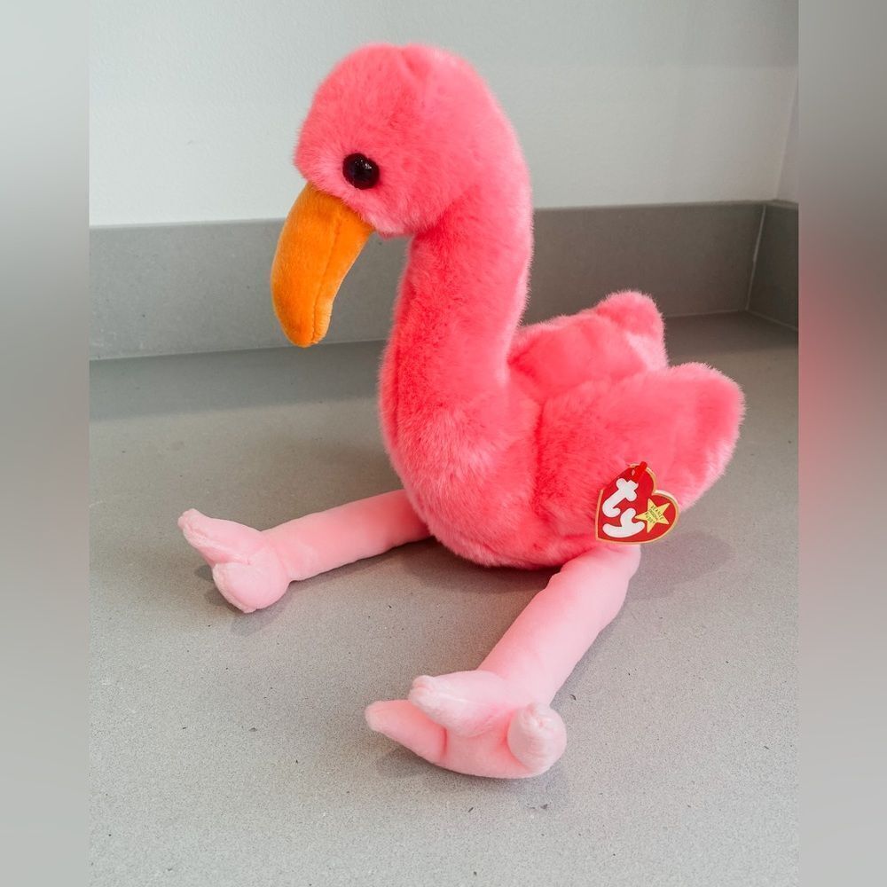 NWT Vintage 1995 TY - “PINKY” the Pink Flamingo by Beanie Buddies